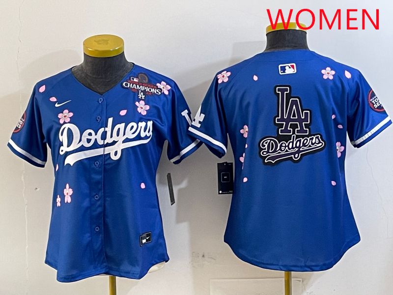 Women Los Angeles Dodgers Blank Blue Sakura Edition 2025 Nike MLB Jersey style 21
